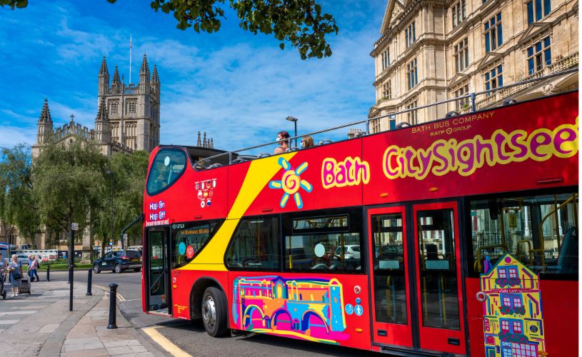 City Sightseeing bus by Bath Abbey